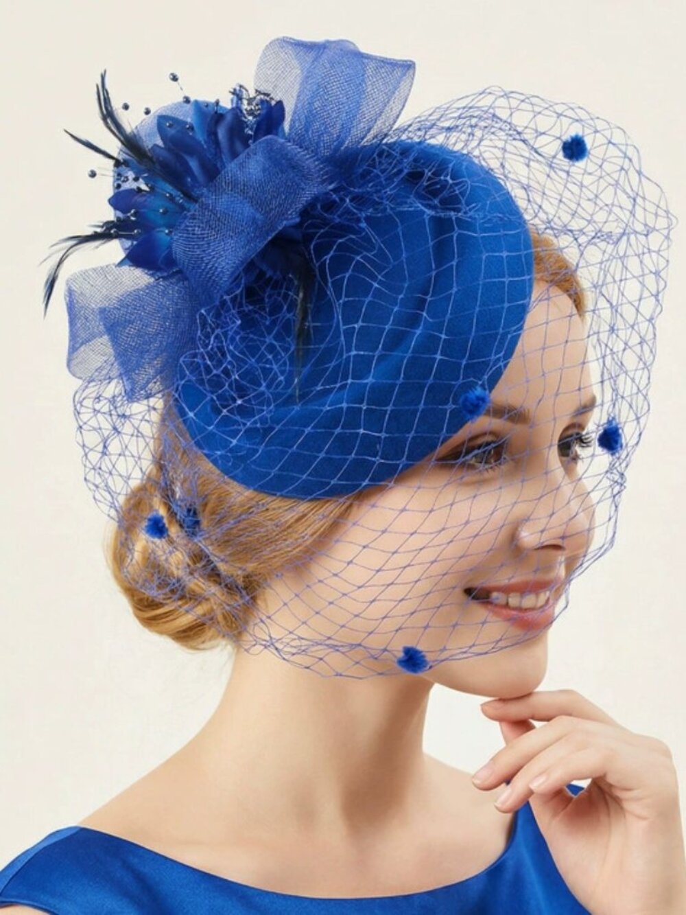 White Pillbox Fascinator Hat with Veil | Vintage Bridal Birdcage Wedding Veil